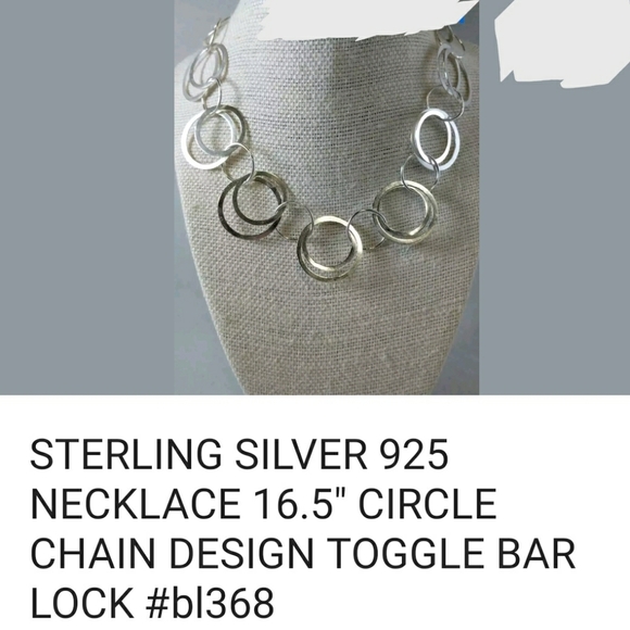 Vintage 925 continuous hoops Sterling silver toggle necklace 32g sterling silver - Picture 11 of 14